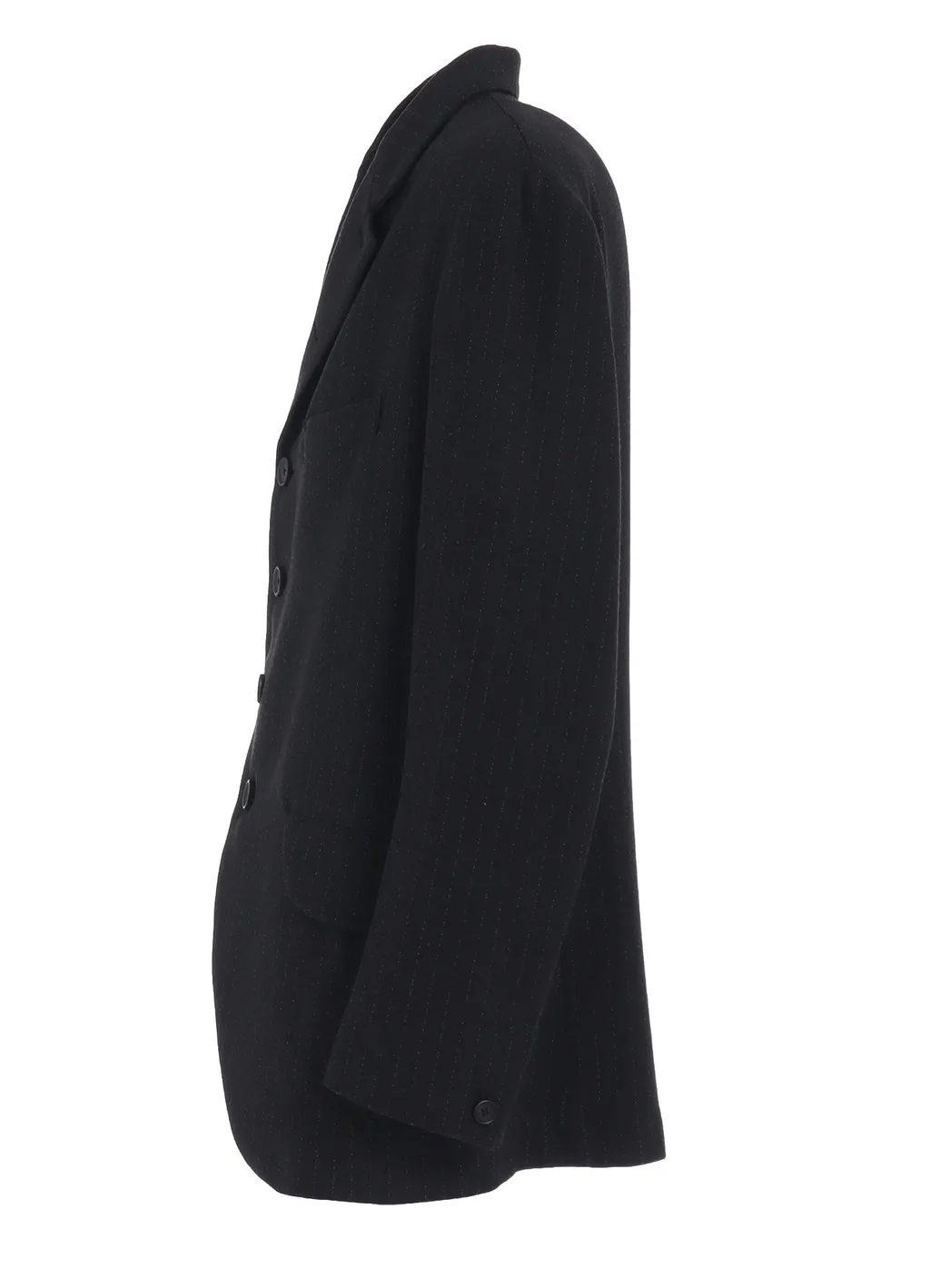 Striped Silk Angora Wool 6 Buttons Tailored Jacket
