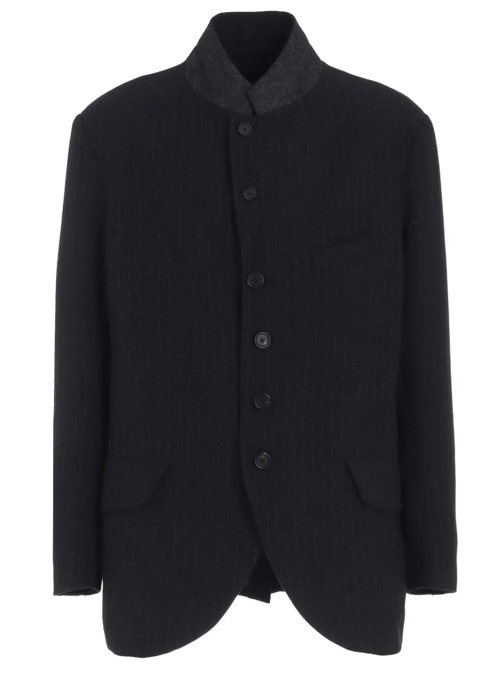Striped Silk Angora Wool 6 Buttons Tailored Jacket