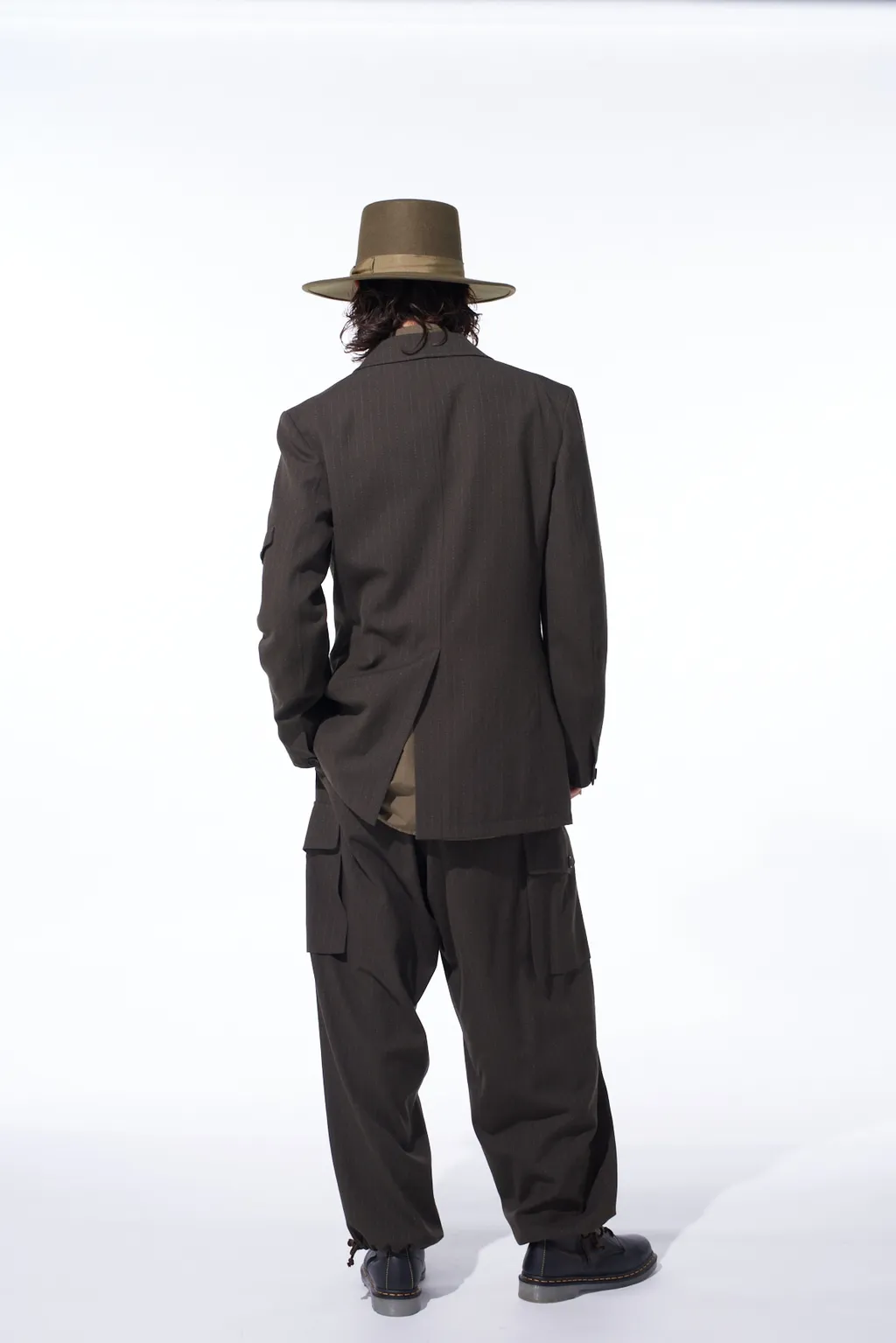Striped Silk Angora Wool Asymmetric Pocket Jacket