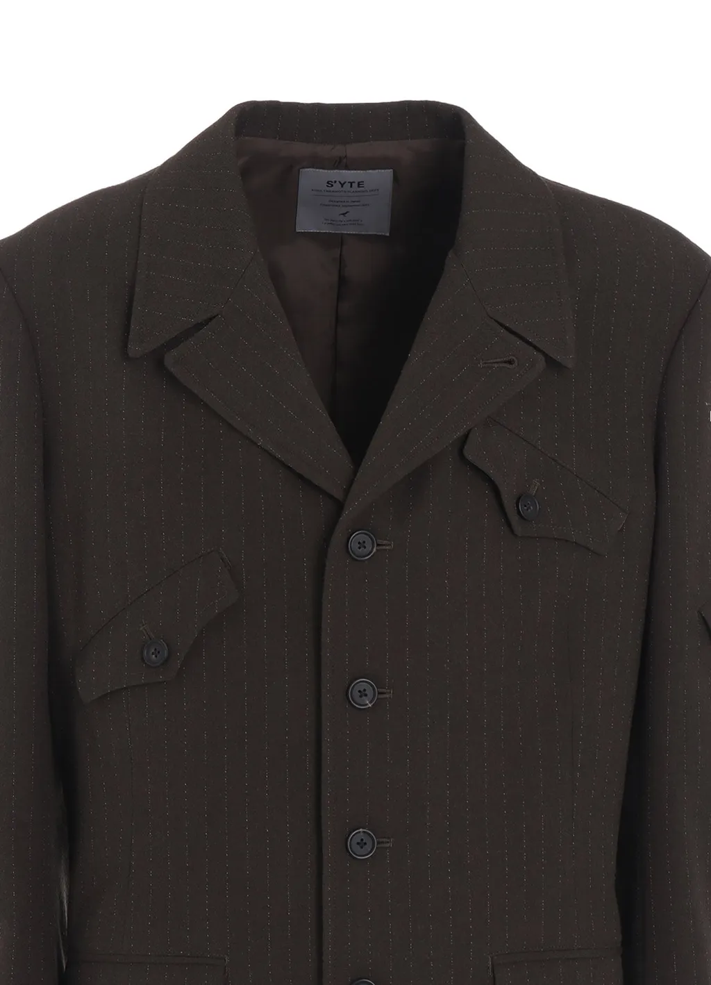 Striped Silk Angora Wool Asymmetric Pocket Jacket