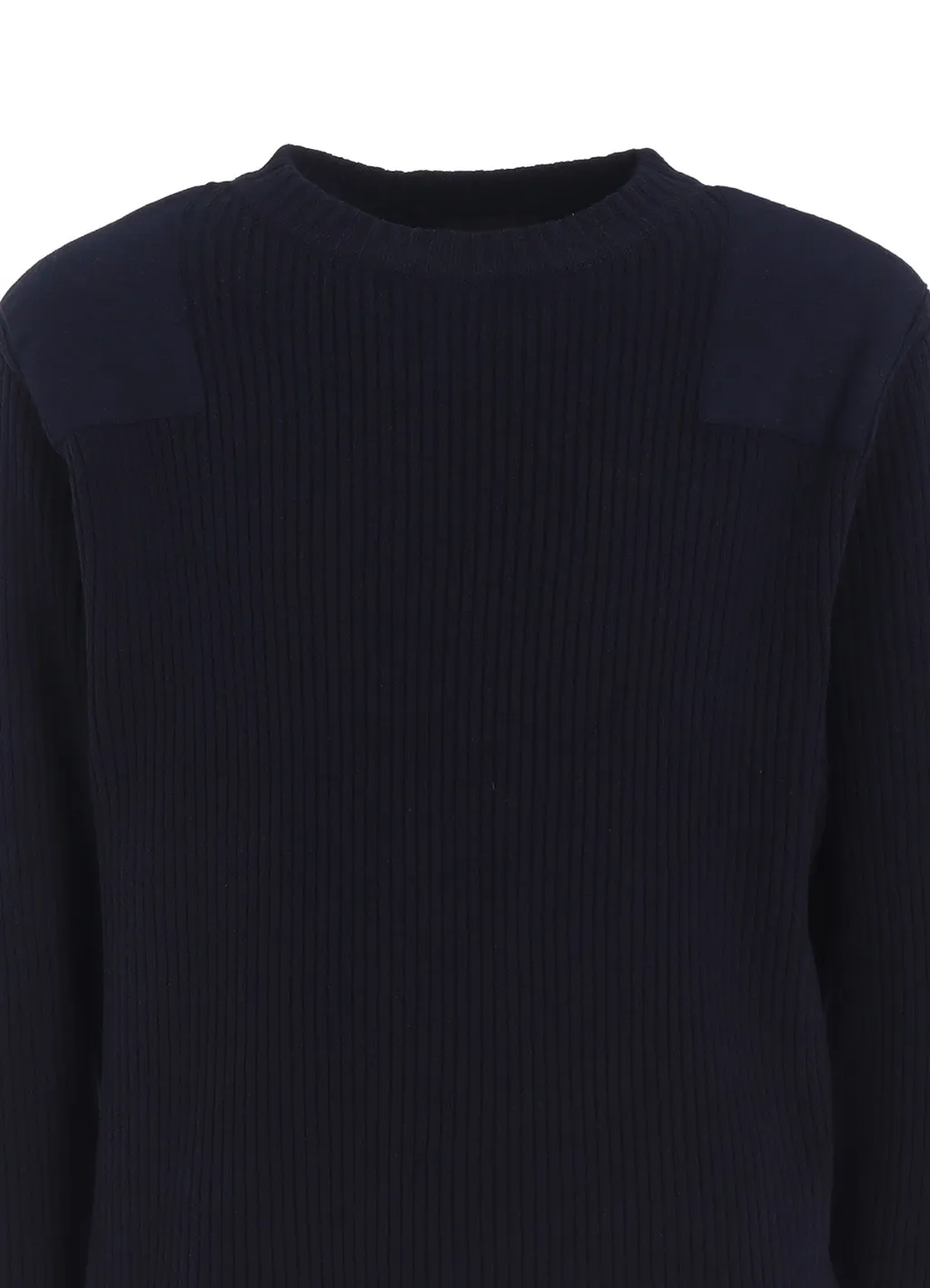 7G Wool Cotton Rib Pullover With Flannel Shoulder And Elbow Patches