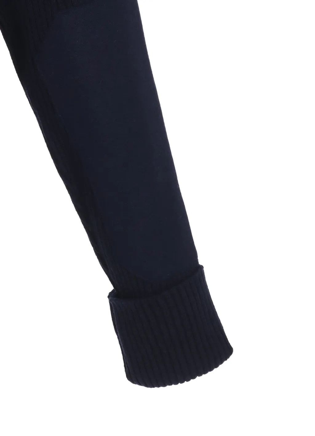 7G Wool Cotton Rib Pullover With Flannel Shoulder And Elbow Patches