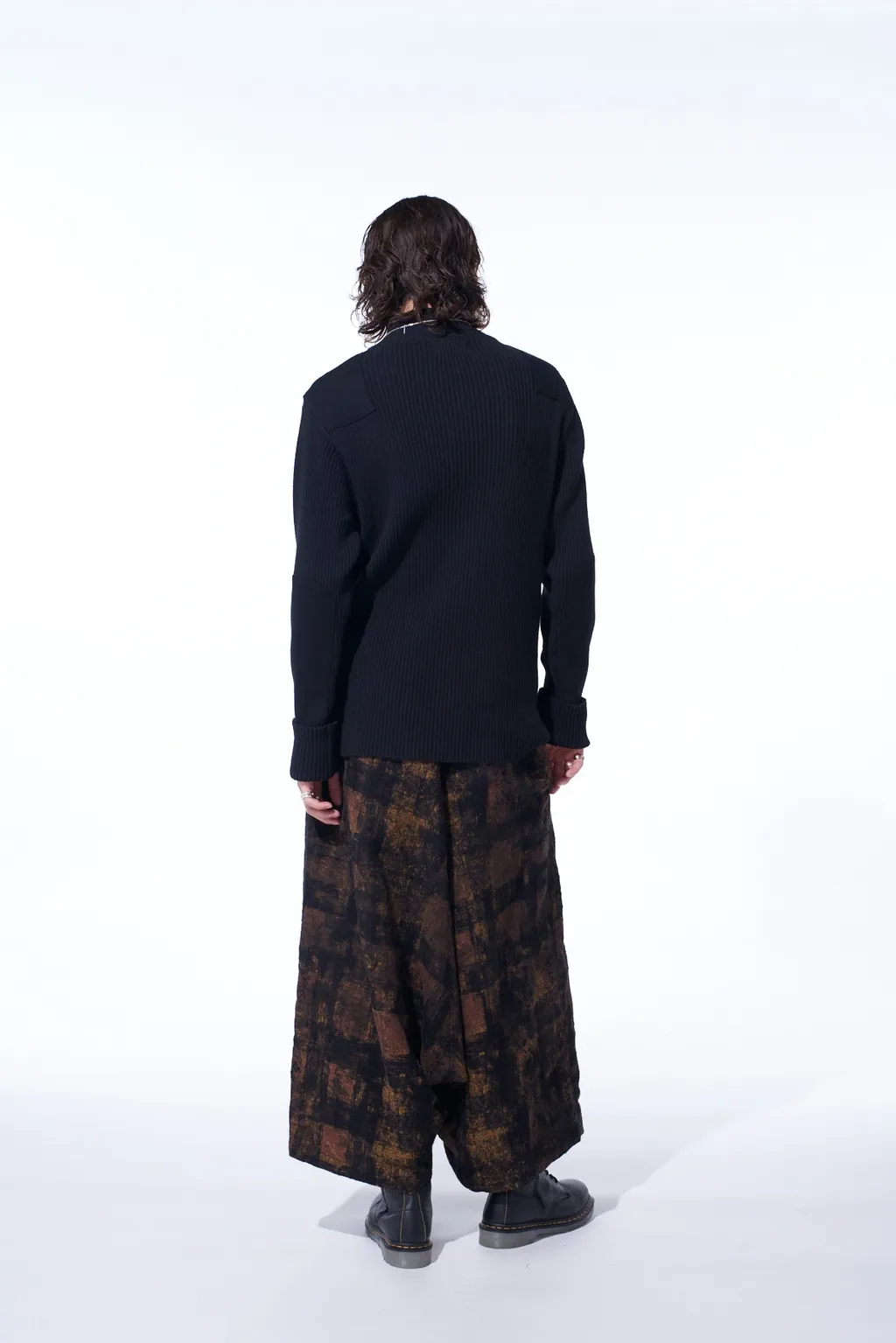 7G Wool Cotton Rib Zip-Up With Flannel Shoulder And Elbow Patches