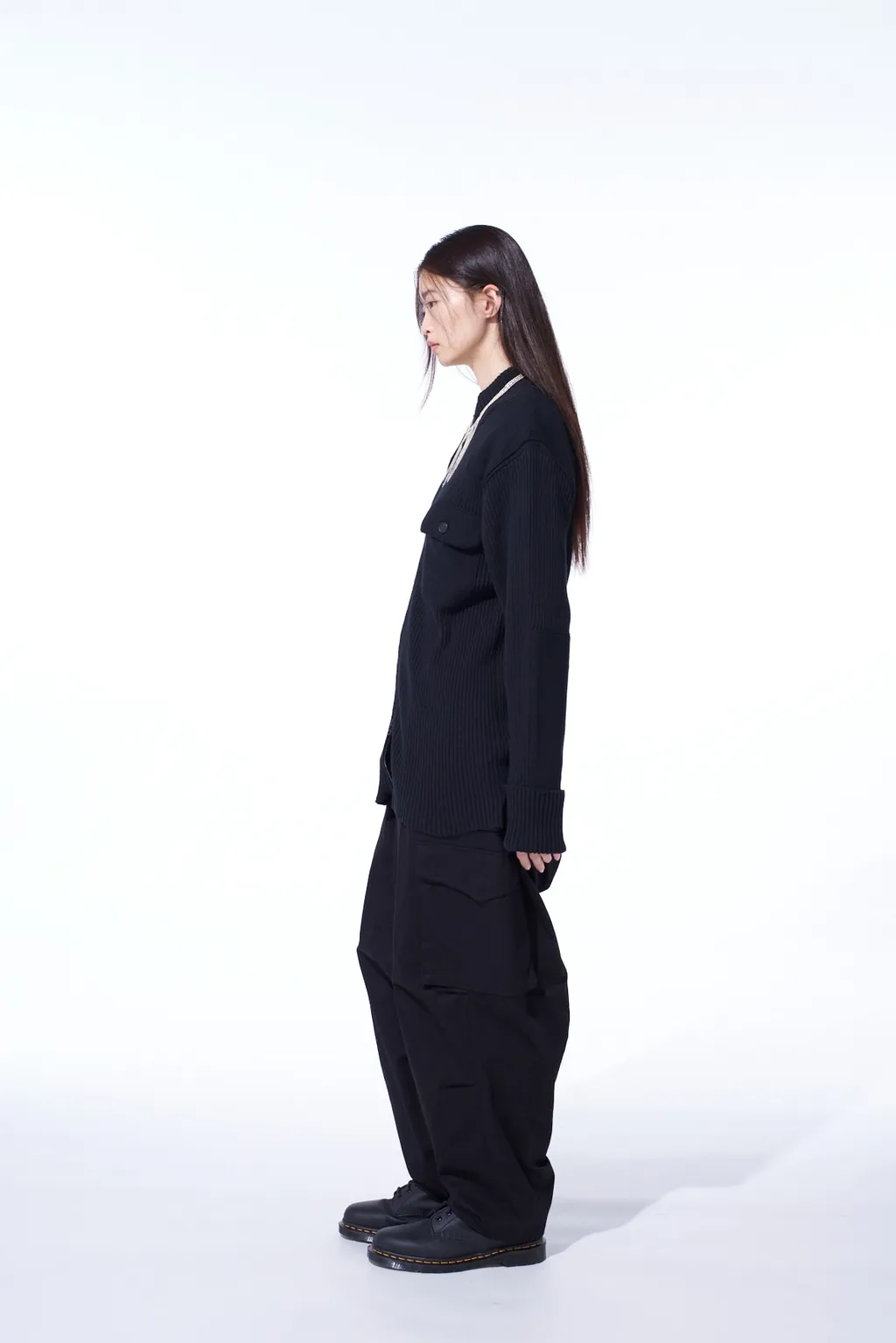 7G Wool Cotton Rib Zip-Up With Flannel Shoulder And Elbow Patches