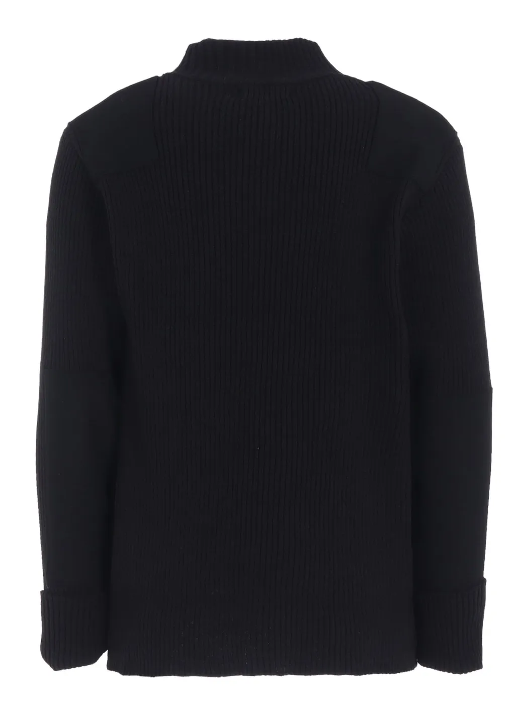 7G Wool Cotton Rib Zip-Up With Flannel Shoulder And Elbow Patches