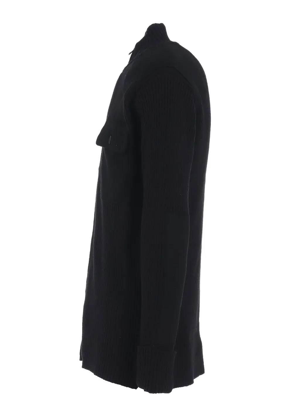 7G Wool Cotton Rib Zip-Up With Flannel Shoulder And Elbow Patches