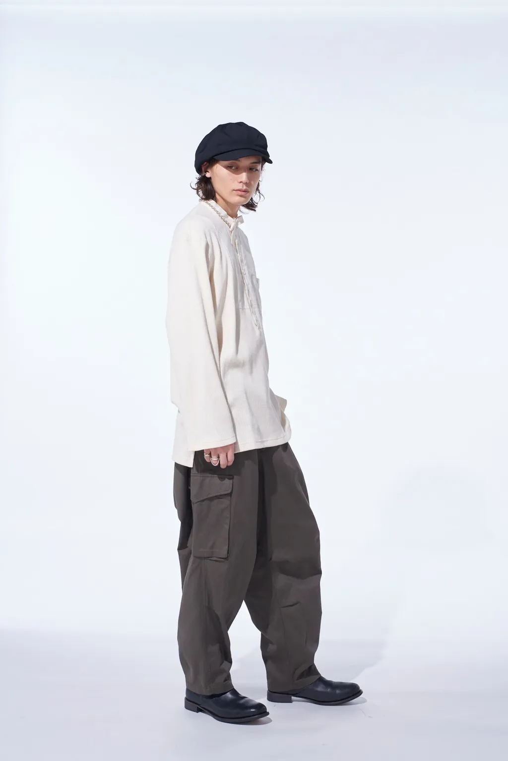 16/Thermal Waffle Combinaton Stand Collar T-Shirt