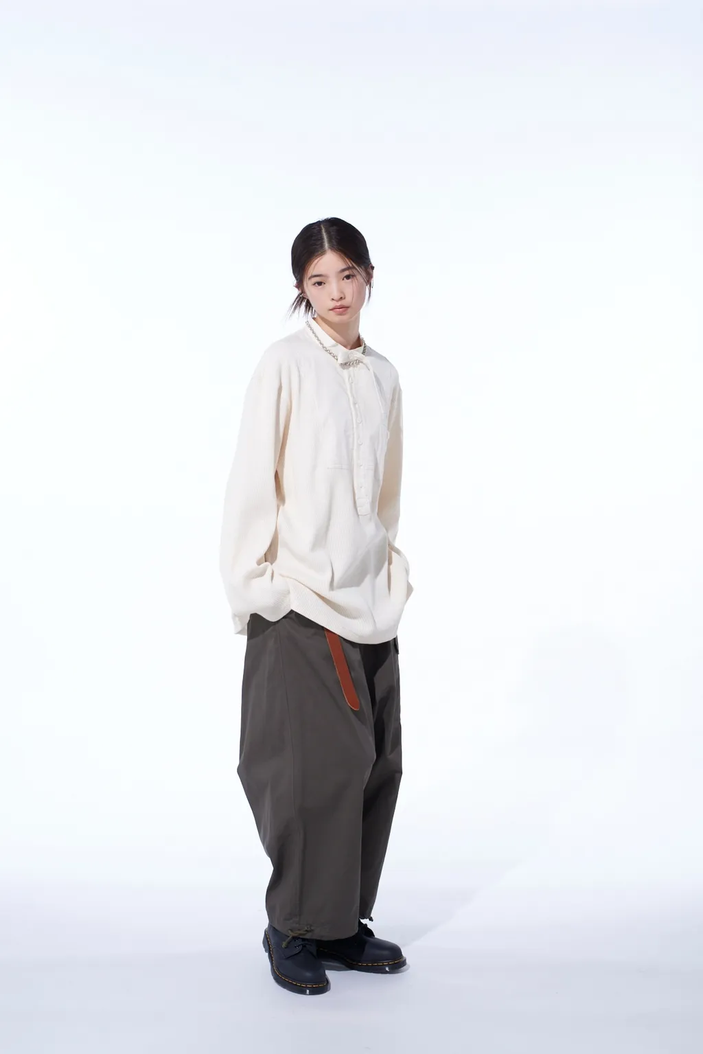 16/Thermal Waffle Combinaton Stand Collar T-Shirt