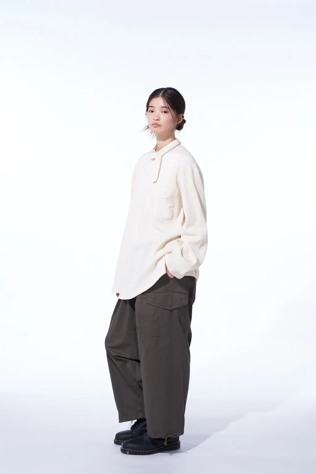 16/Thermal Waffle Combinaton Stand Collar T-Shirt