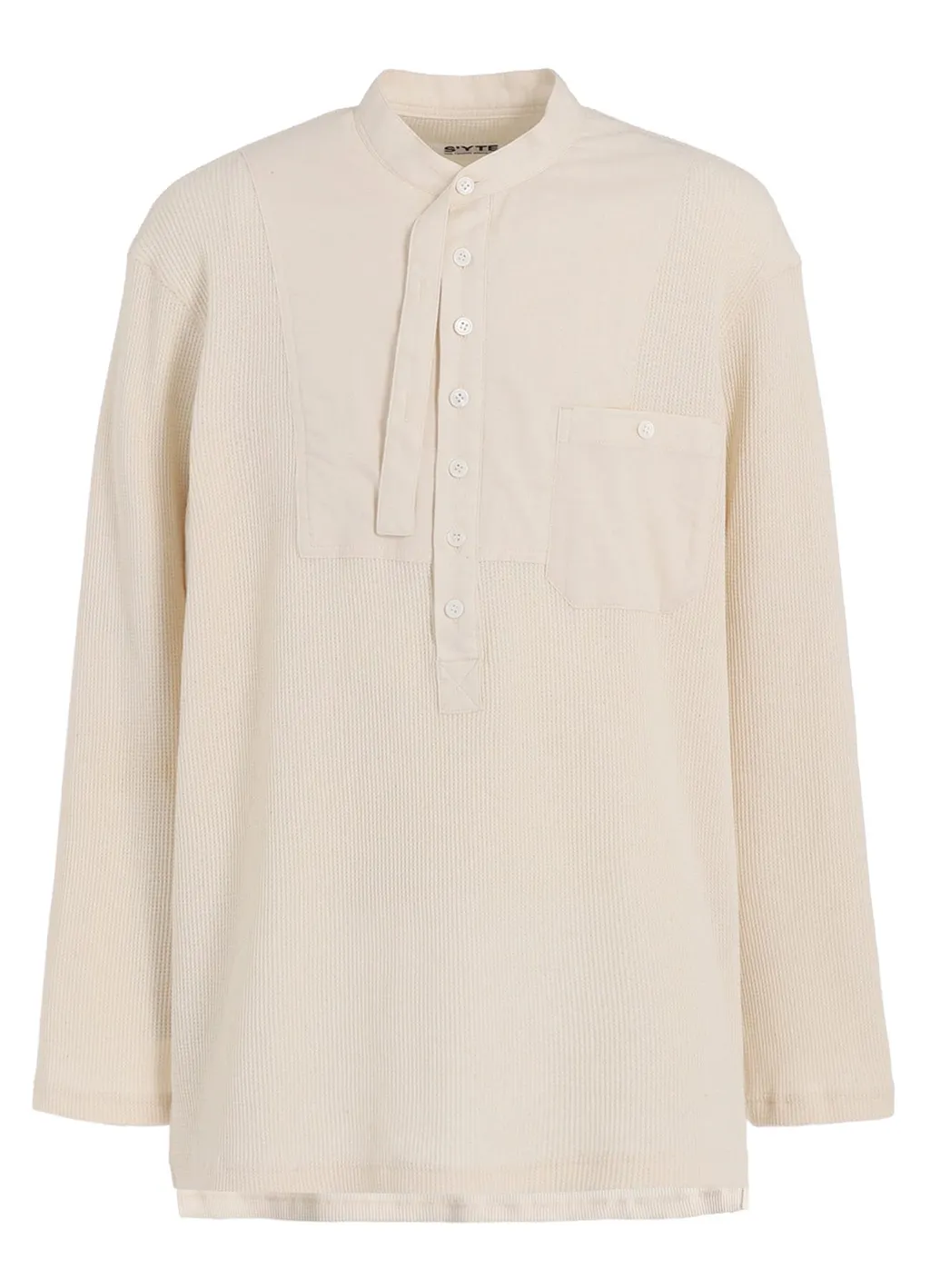 16/Thermal Waffle Combinaton Stand Collar T-Shirt
