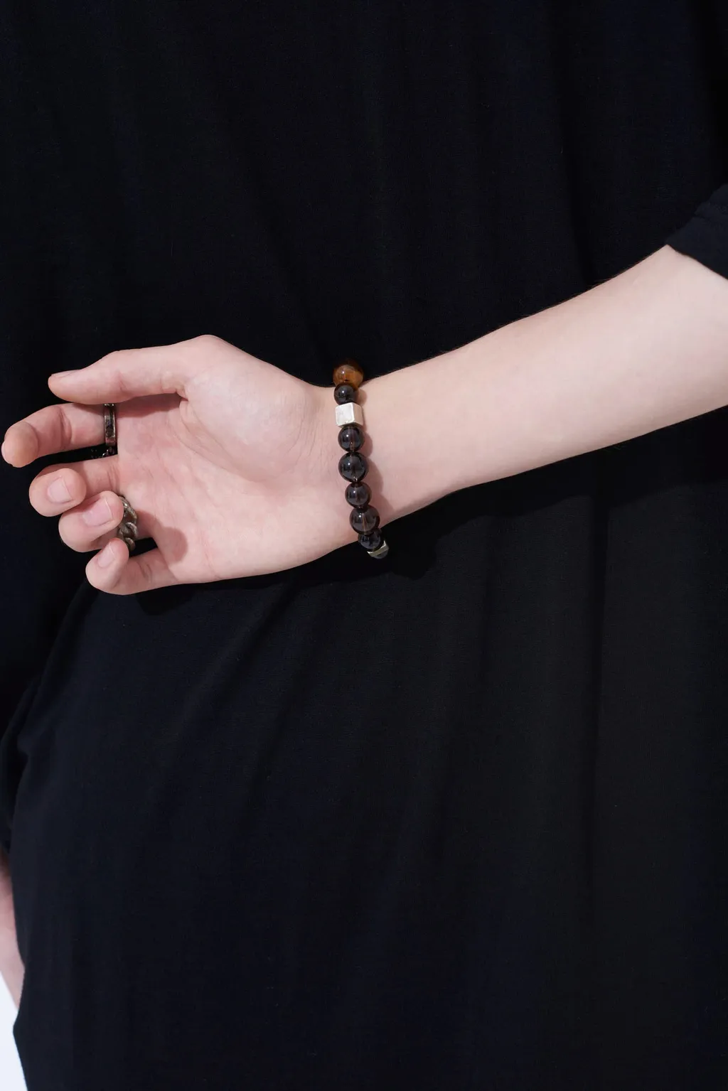 Tiger's Eye+Smoky Quartz Brass Bracelet
