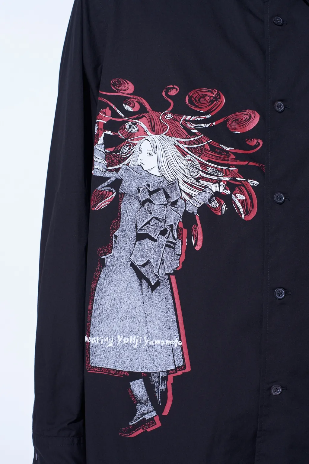S'yte × Junji Ito -Uzumaki- Kirie Wearing Yohji Yamamoto Printed Shirt