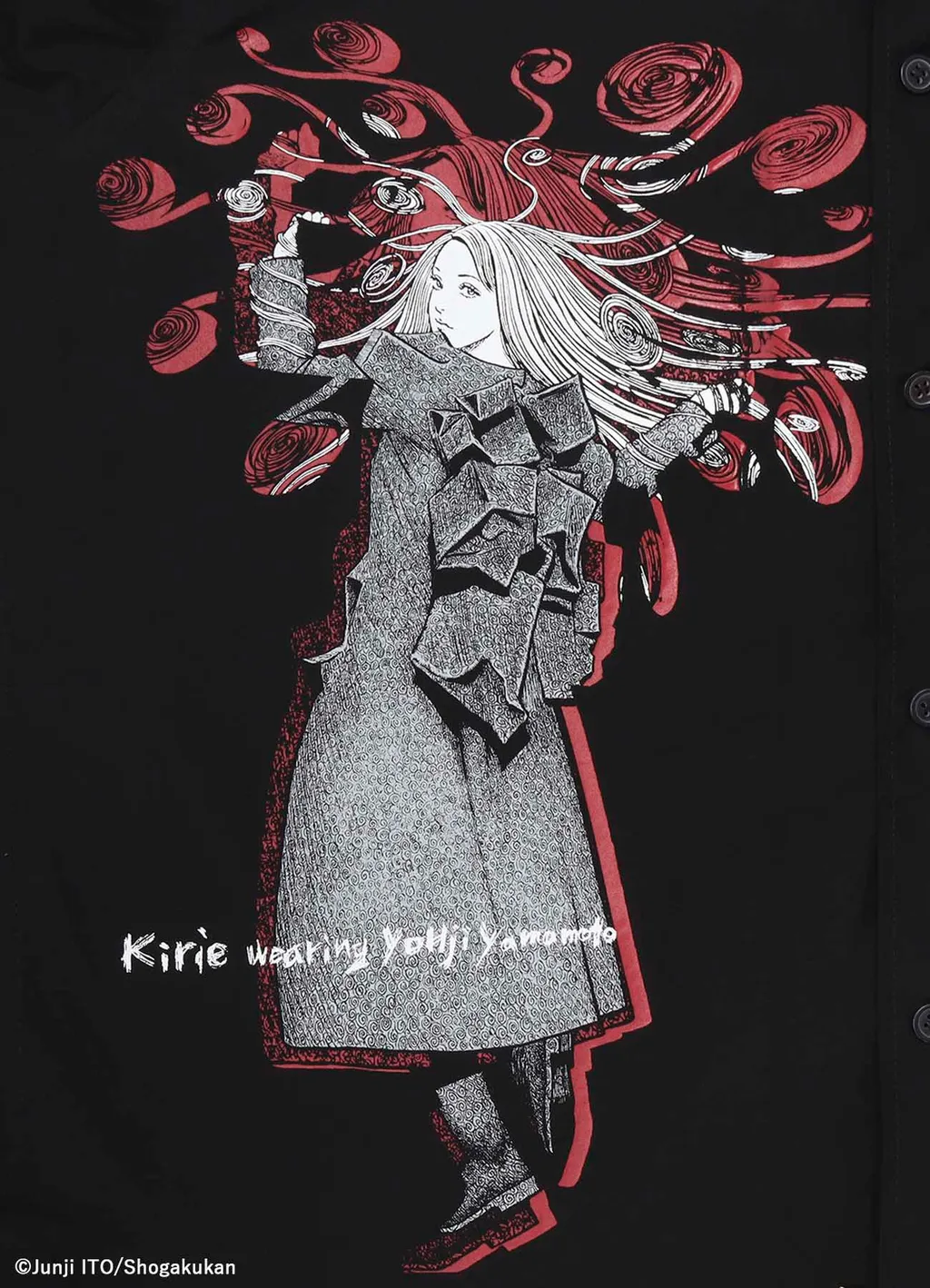 S'yte × Junji Ito -Uzumaki- Kirie Wearing Yohji Yamamoto Printed Shirt