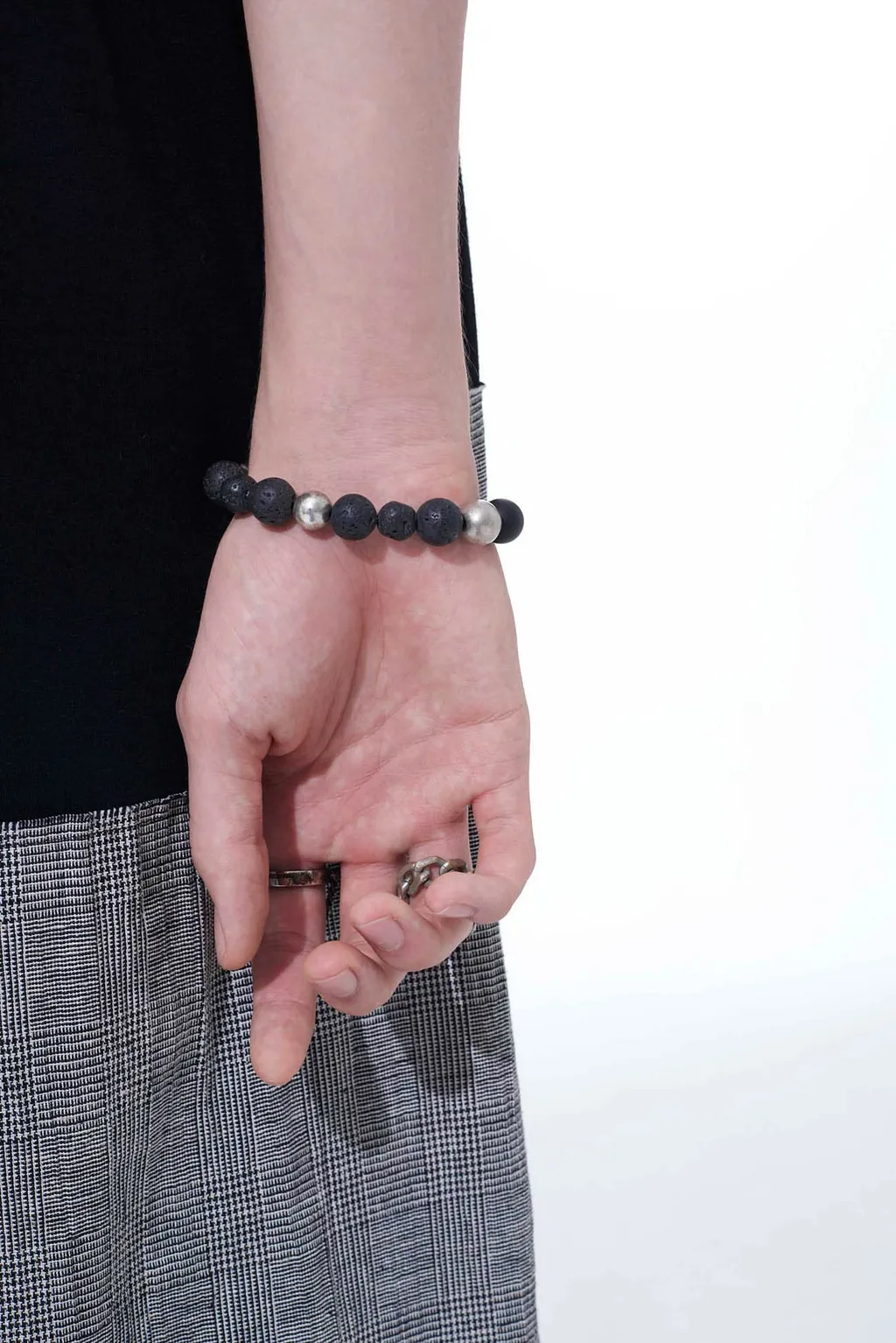 Onyx Bead+Lava Stone Bracelet