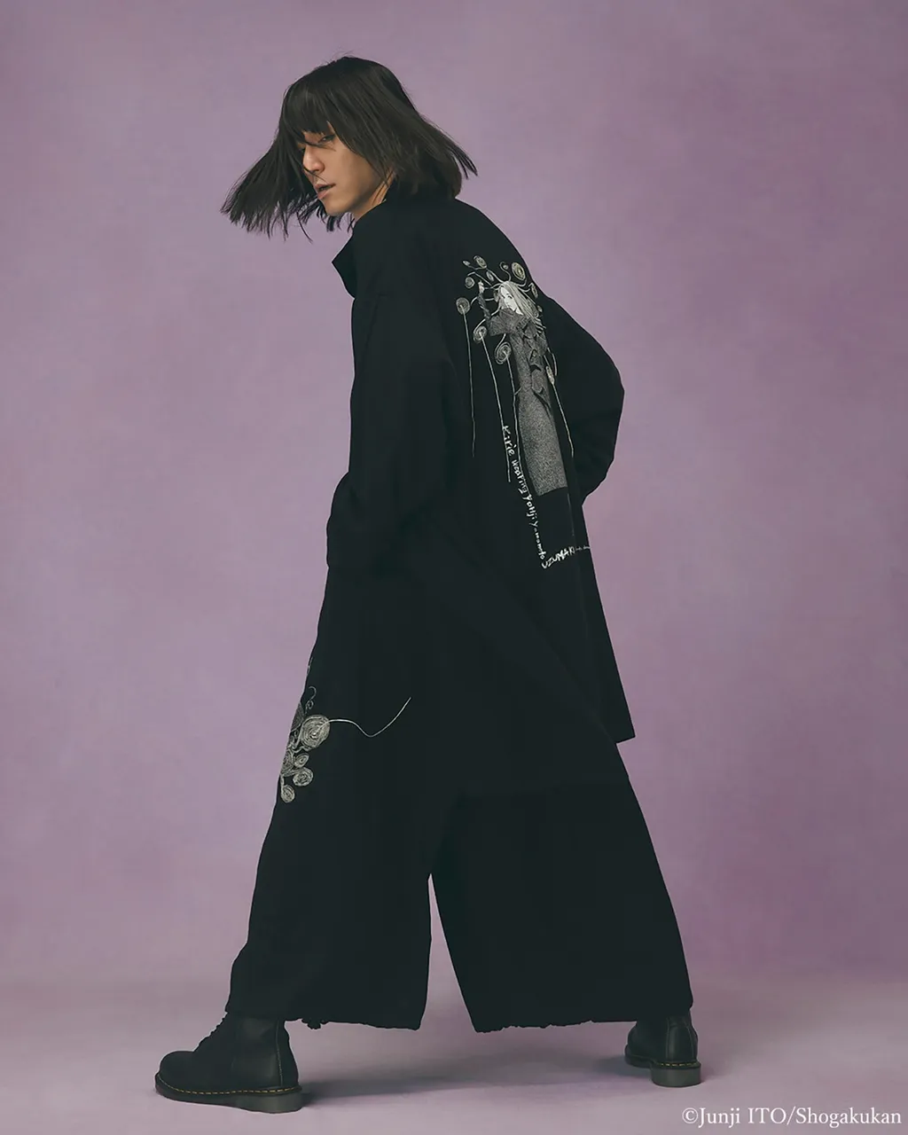 S'yte × Junji Ito -Uzumaki- Kirie Wearing Yohji Yamamoto Drape Coat