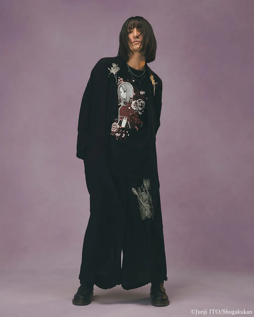S'yte × Junji Ito -Uzumaki- Kirie Wearing Yohji Yamamoto Drape Coat