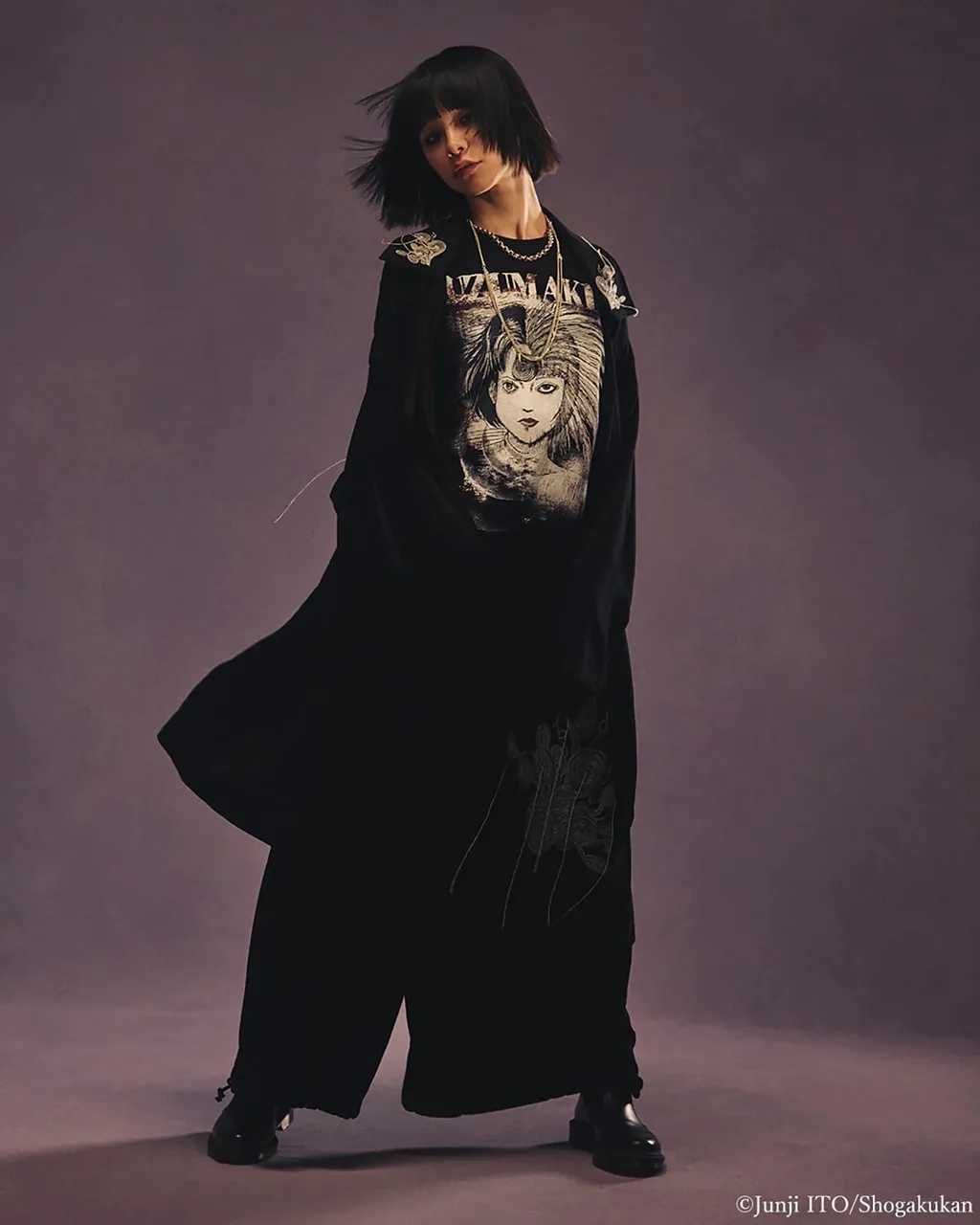 S'yte × Junji Ito -Uzumaki- Kirie Wearing Yohji Yamamoto Drape Coat