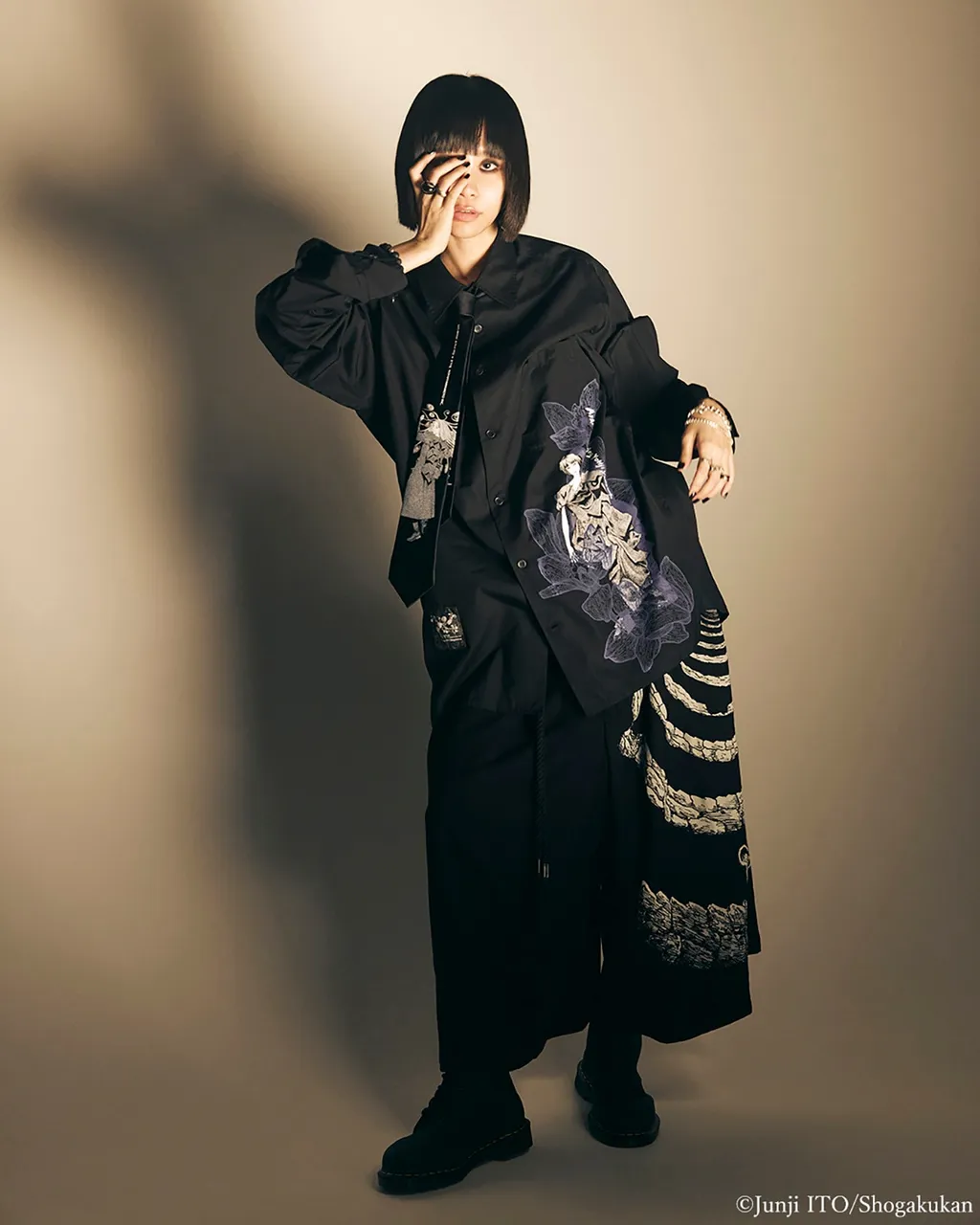 S'yte × Junji Ito -Uzumaki- Azami Wearing Yohji Yamamoto Printed Shirt