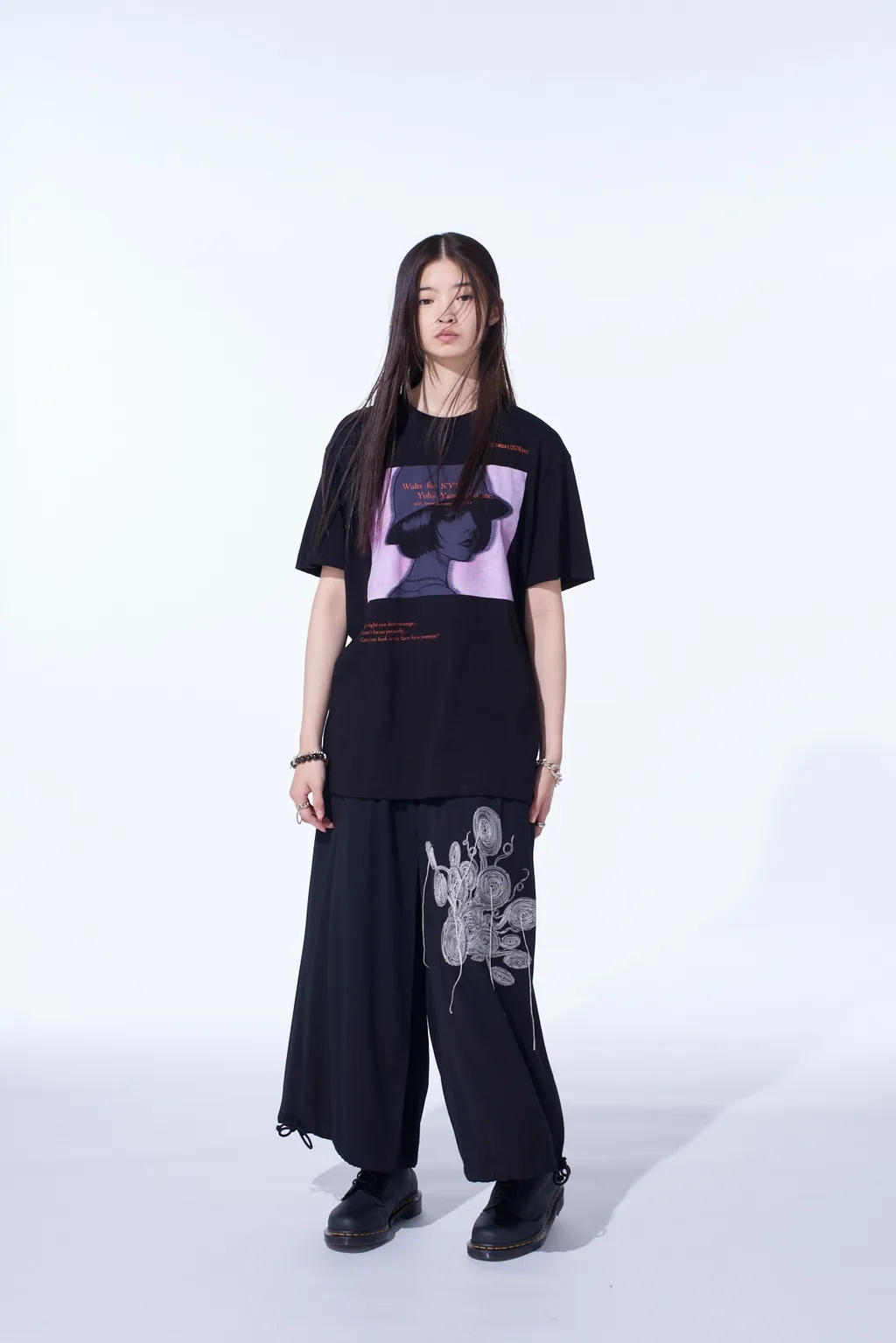 S'yte × Junji Ito -Uzumaki- Uzumaki Motif Embroidery Hakama Balloon Pants