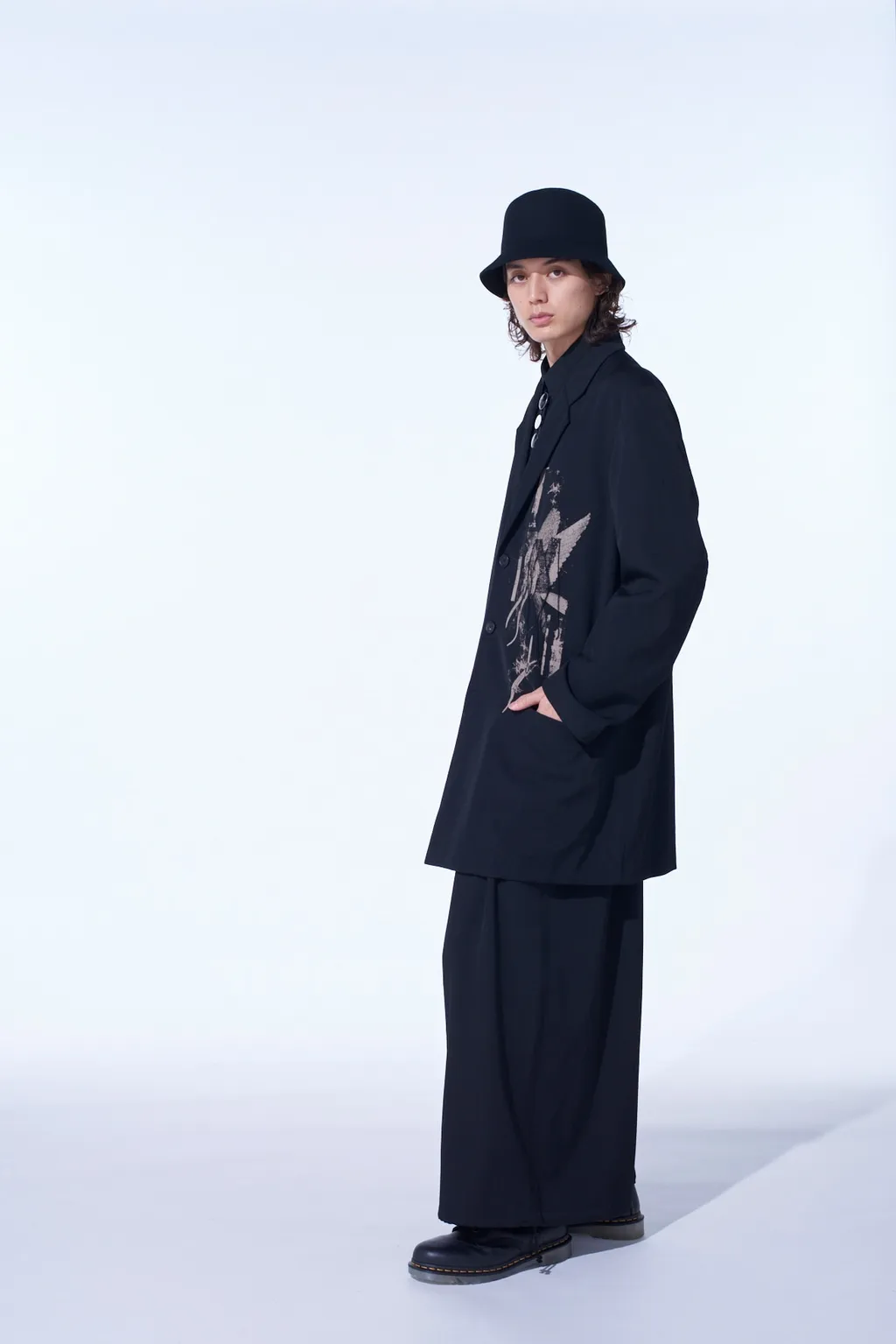 Washer Wool Gabardine Print Embroidery Tailored Jacket