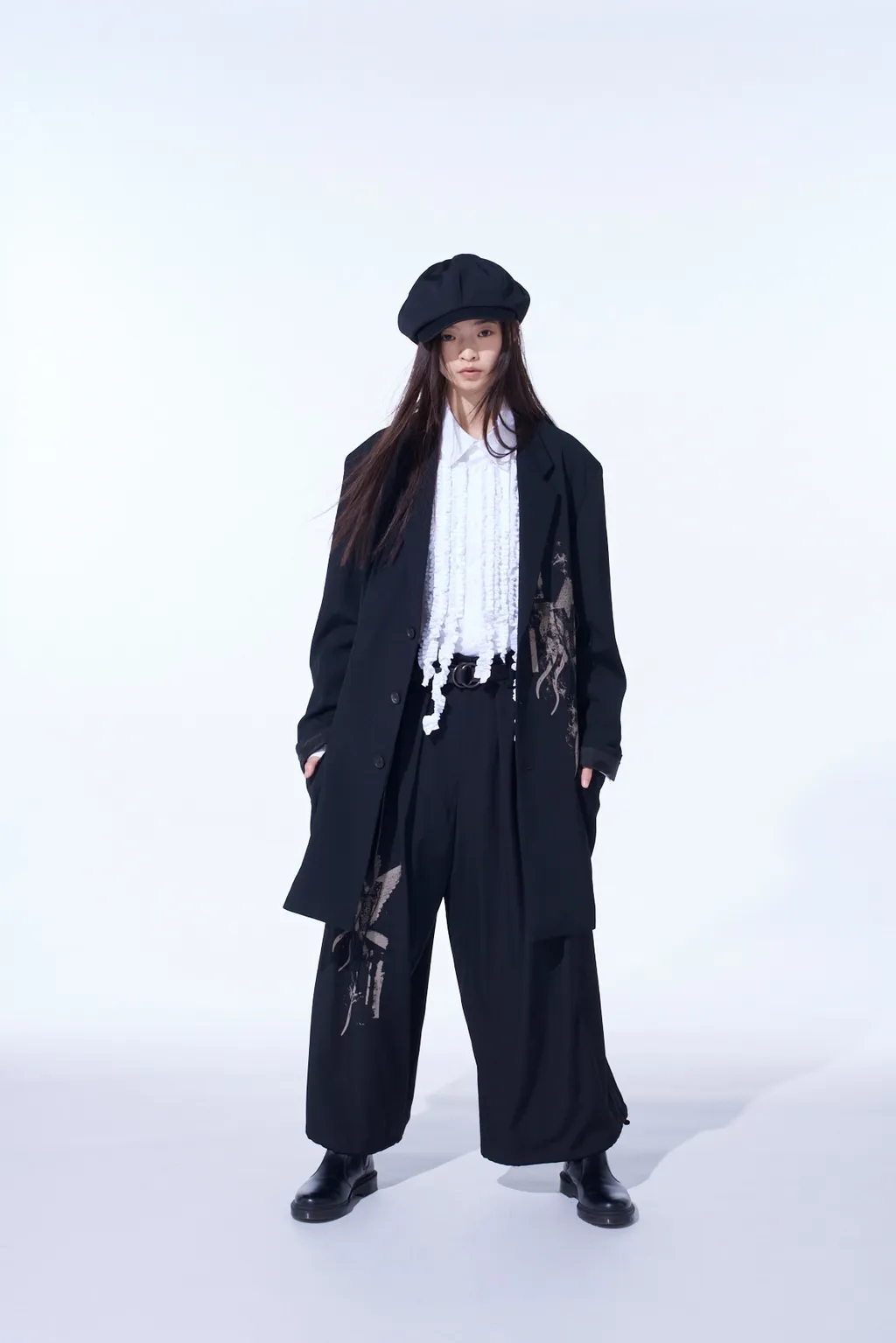 Washer Wool Gabardine Print Embroidery Tailored Jacket
