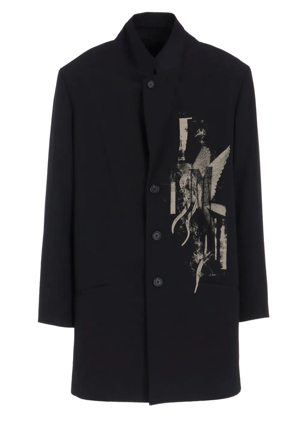 Washer Wool Gabardine Print Embroidery Tailored Jacket