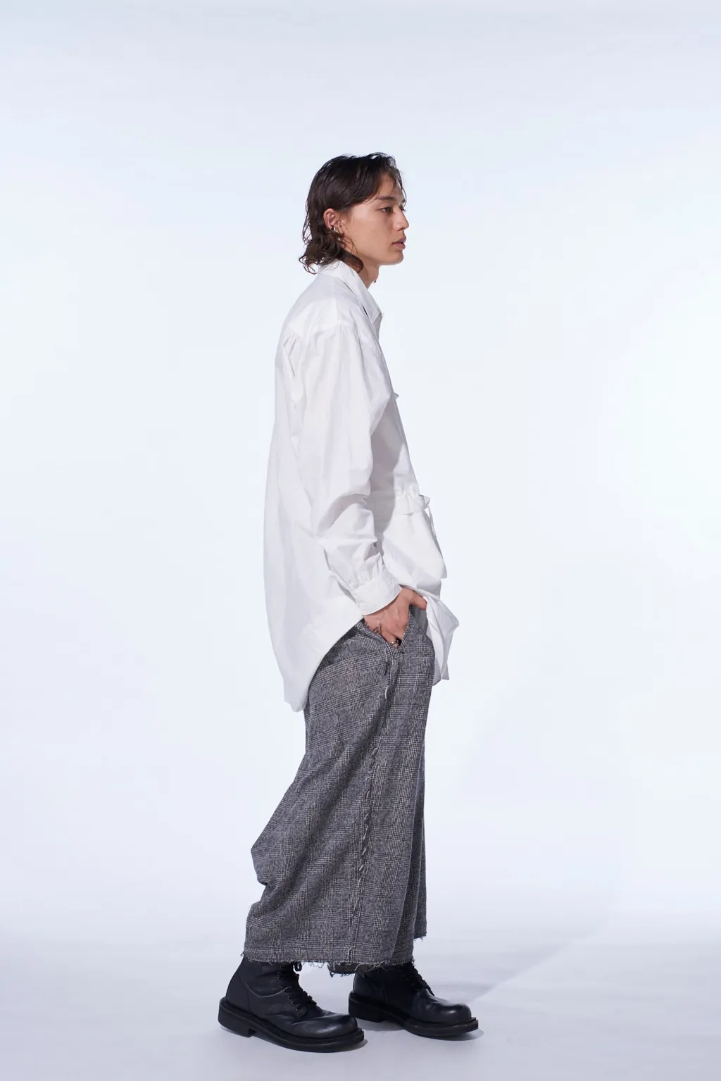 Cotton Linen Drawstring Pocket Shirt
