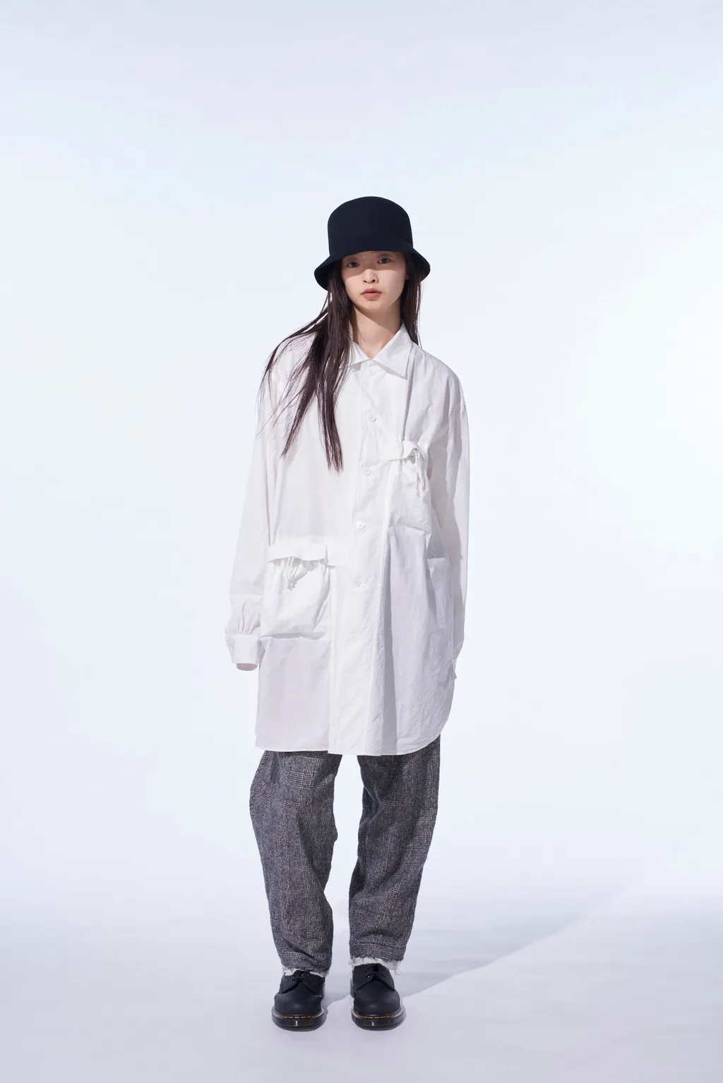 Cotton Linen Drawstring Pocket Shirt
