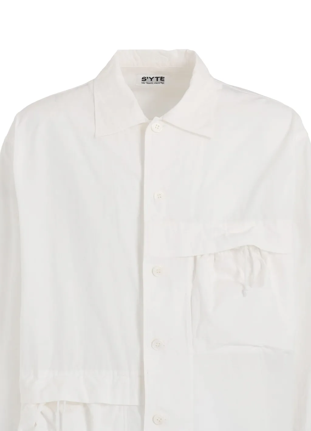 Cotton Linen Drawstring Pocket Shirt