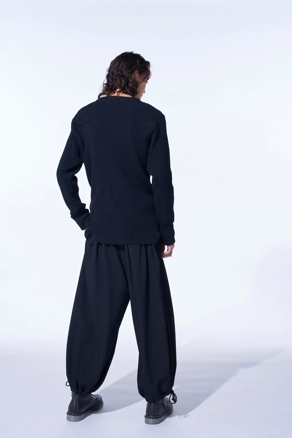 Washer Wool Gabardine Print Embroidery Balloon Pants