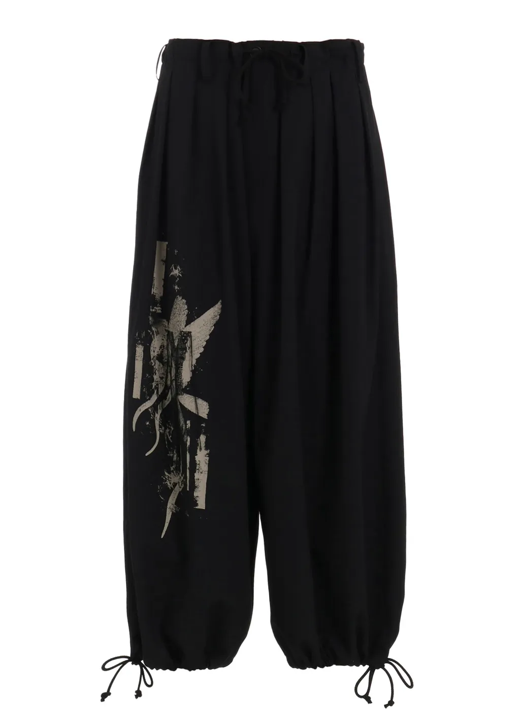Washer Wool Gabardine Print Embroidery Balloon Pants