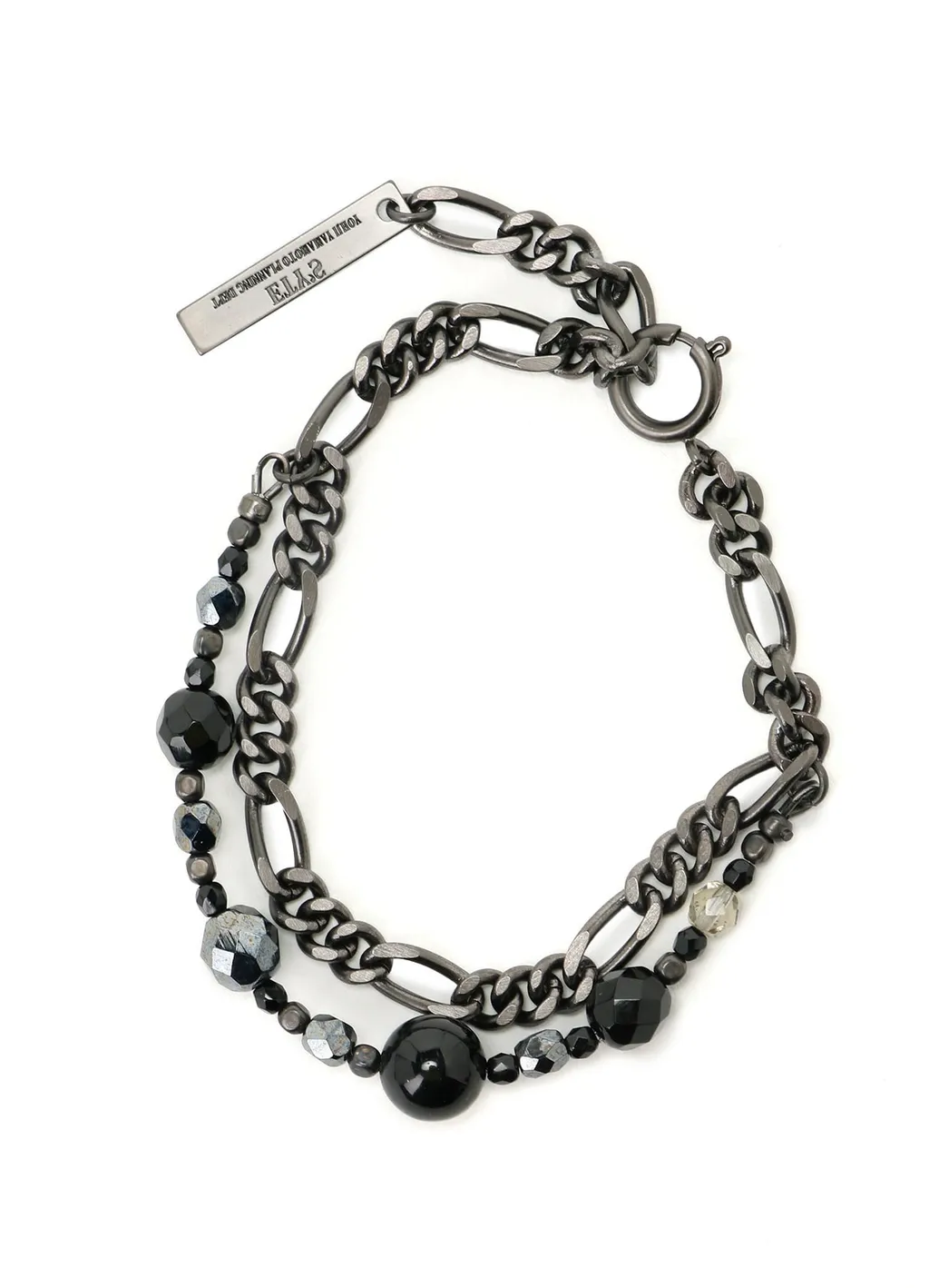 Black Onyx + Glass Beads Brass Bracelet