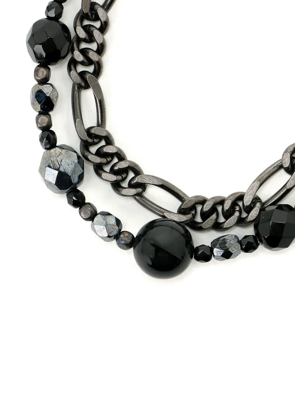 Black Onyx + Glass Beads Brass Bracelet