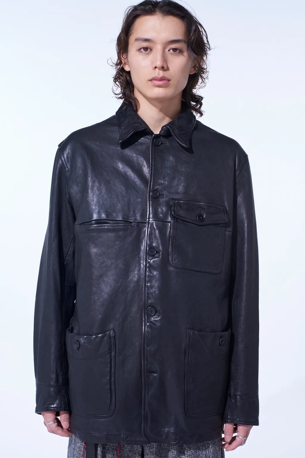 Washed Sheep Leather Coverall With Workwear Details