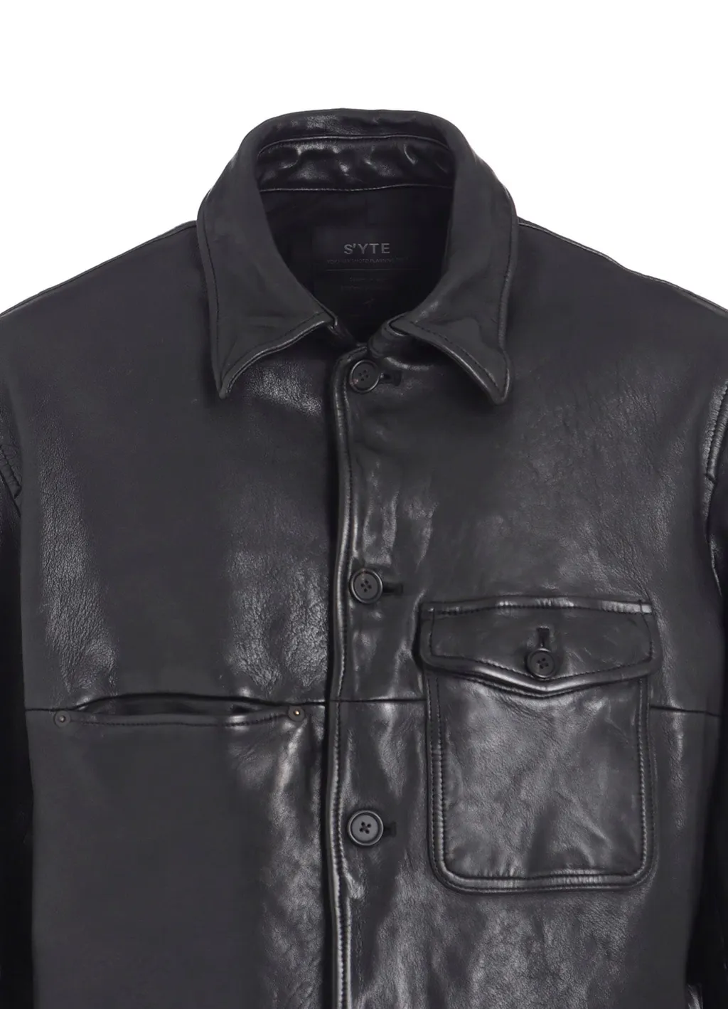 Washed Sheep Leather Coverall With Workwear Details