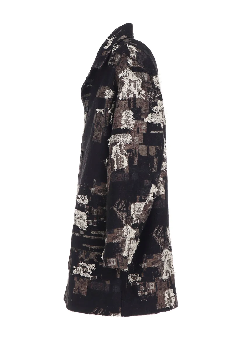 Patchwork Cut Jacquard Pocket Half Coat