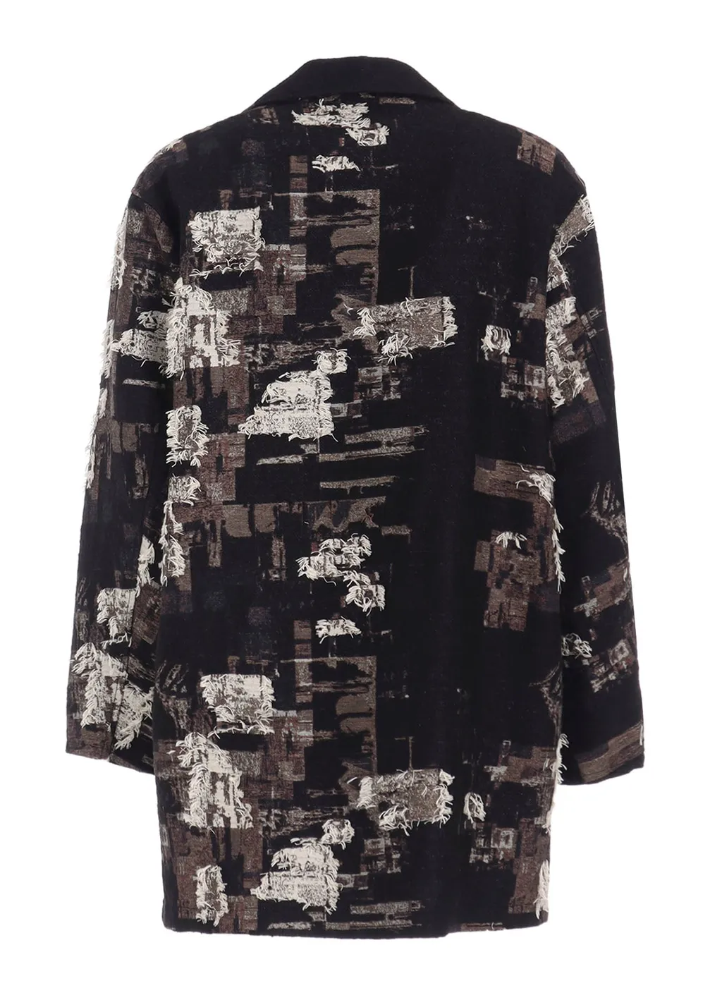 Patchwork Cut Jacquard Pocket Half Coat