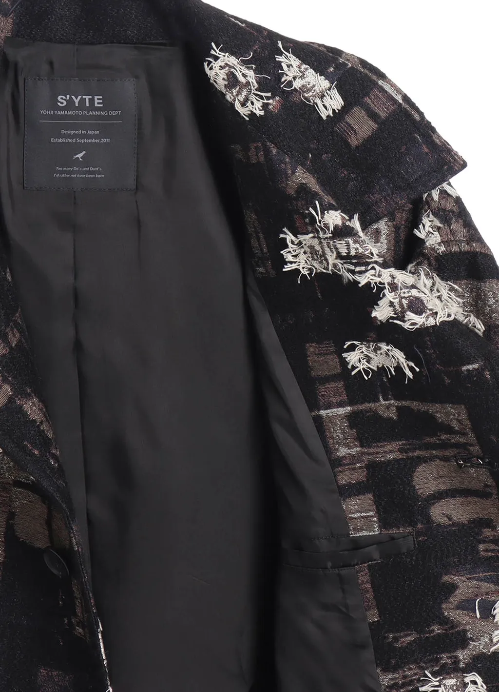 Patchwork Cut Jacquard Pocket Half Coat