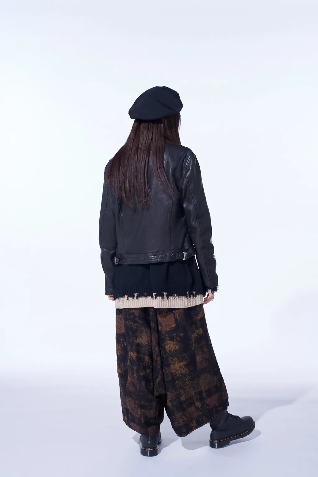 Check Jacquard Wide Sarouel Pants