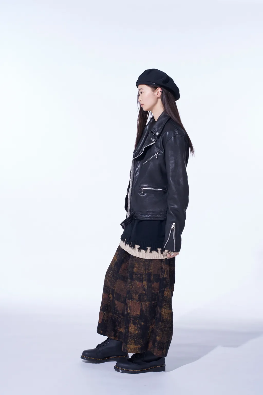 Check Jacquard Wide Sarouel Pants