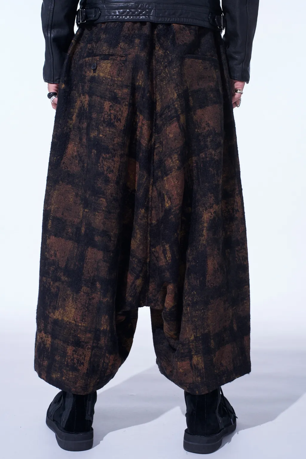 Check Jacquard Wide Sarouel Pants
