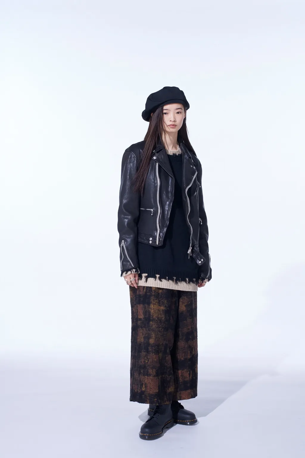 Check Jacquard Wide Sarouel Pants