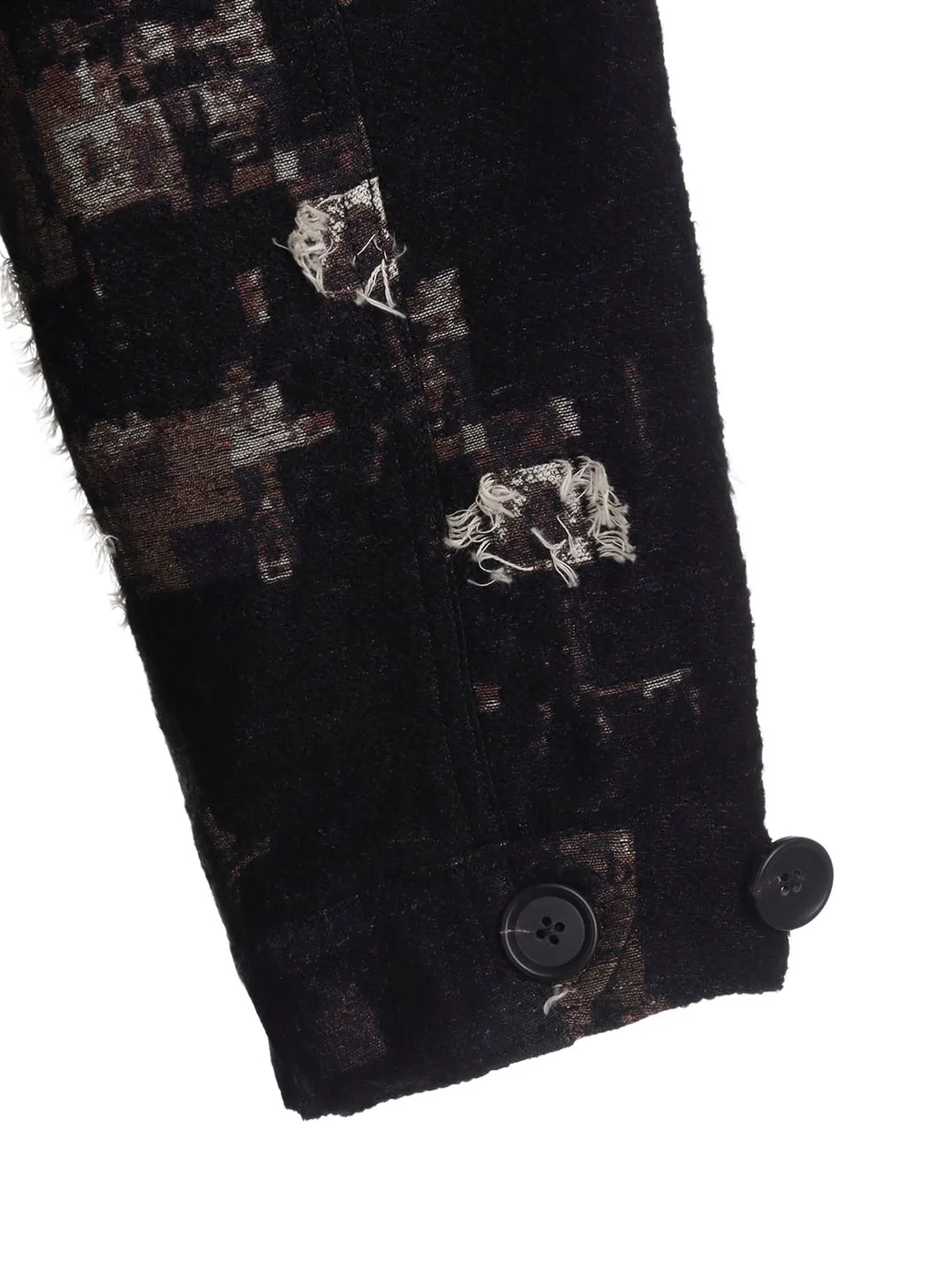 Patchwork Cut Jacquard Hooded Coat