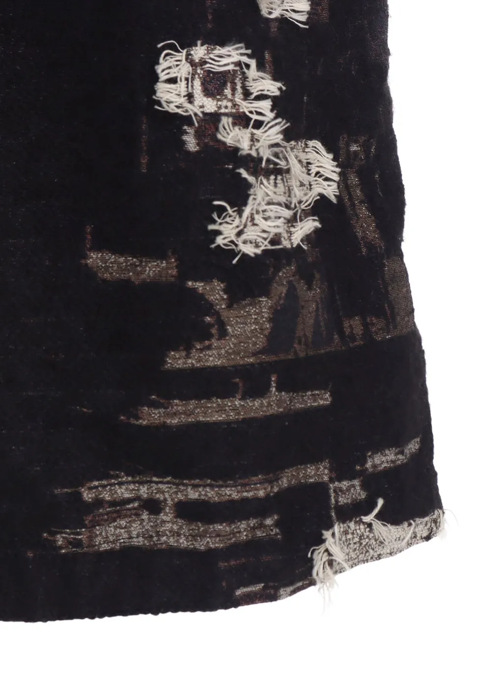 Patchwork Cut Jacquard Hooded Coat