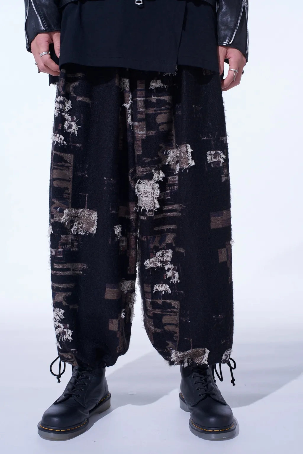Patchwork Cut Jacquard Balloon Pants