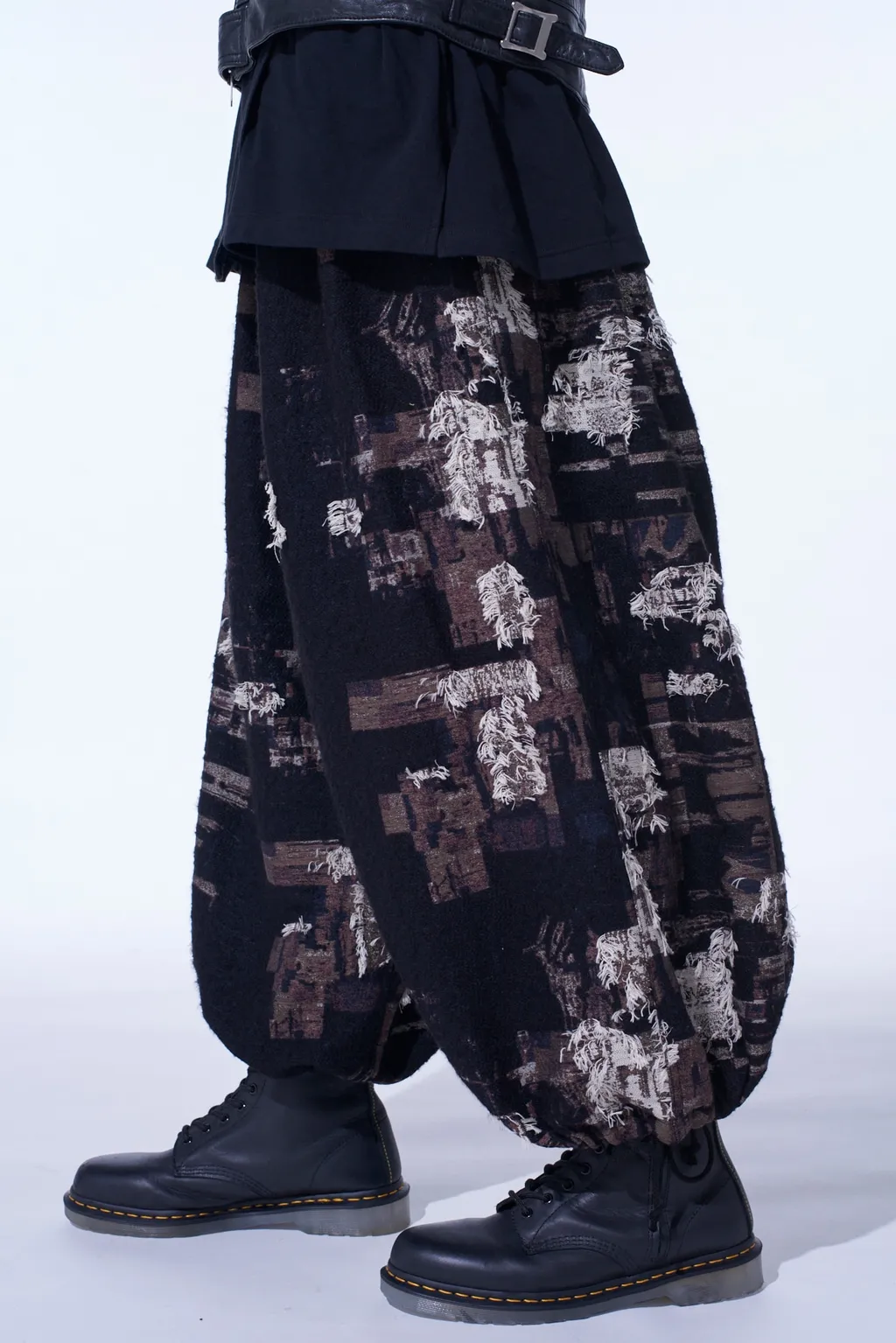 Patchwork Cut Jacquard Balloon Pants