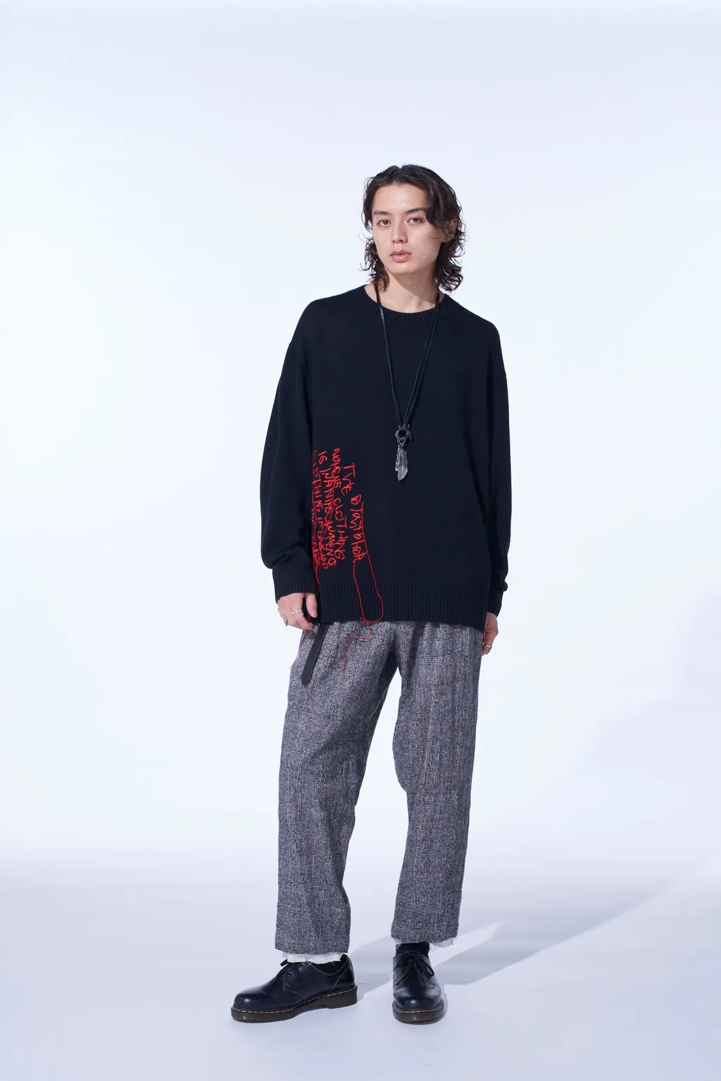 7G Wool-Blend Intarsia Message Pullover