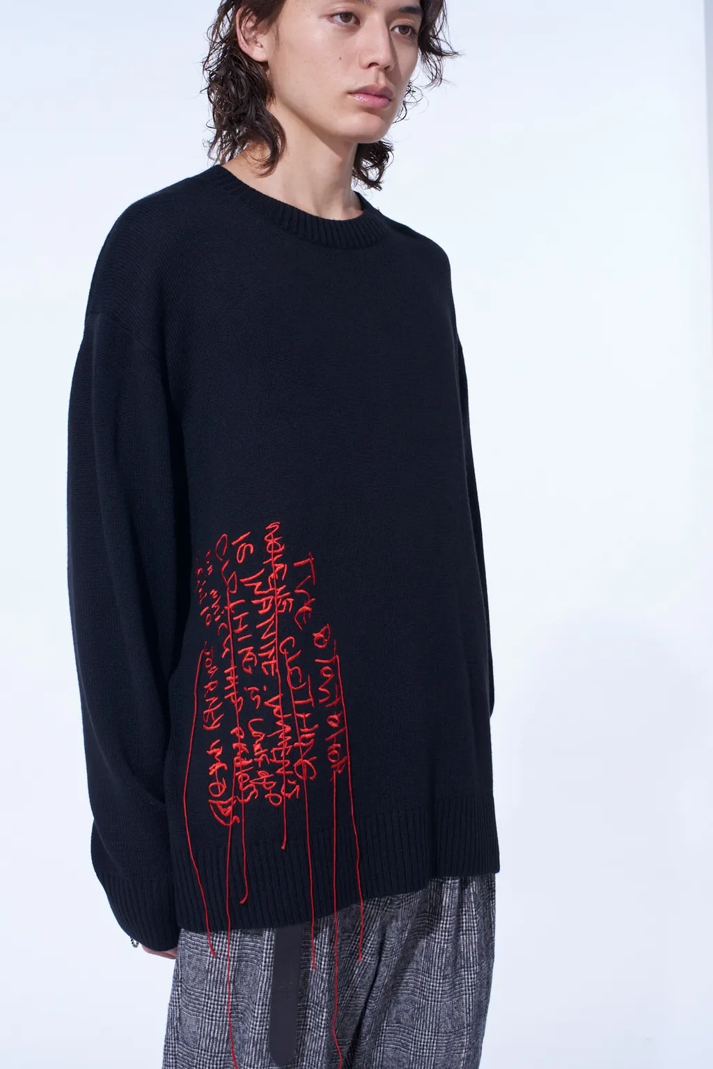 7G Wool-Blend Intarsia Message Pullover