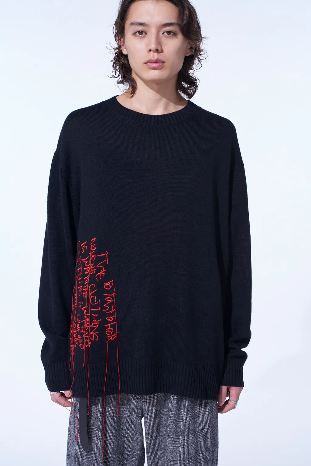 7G Wool-Blend Intarsia Message Pullover
