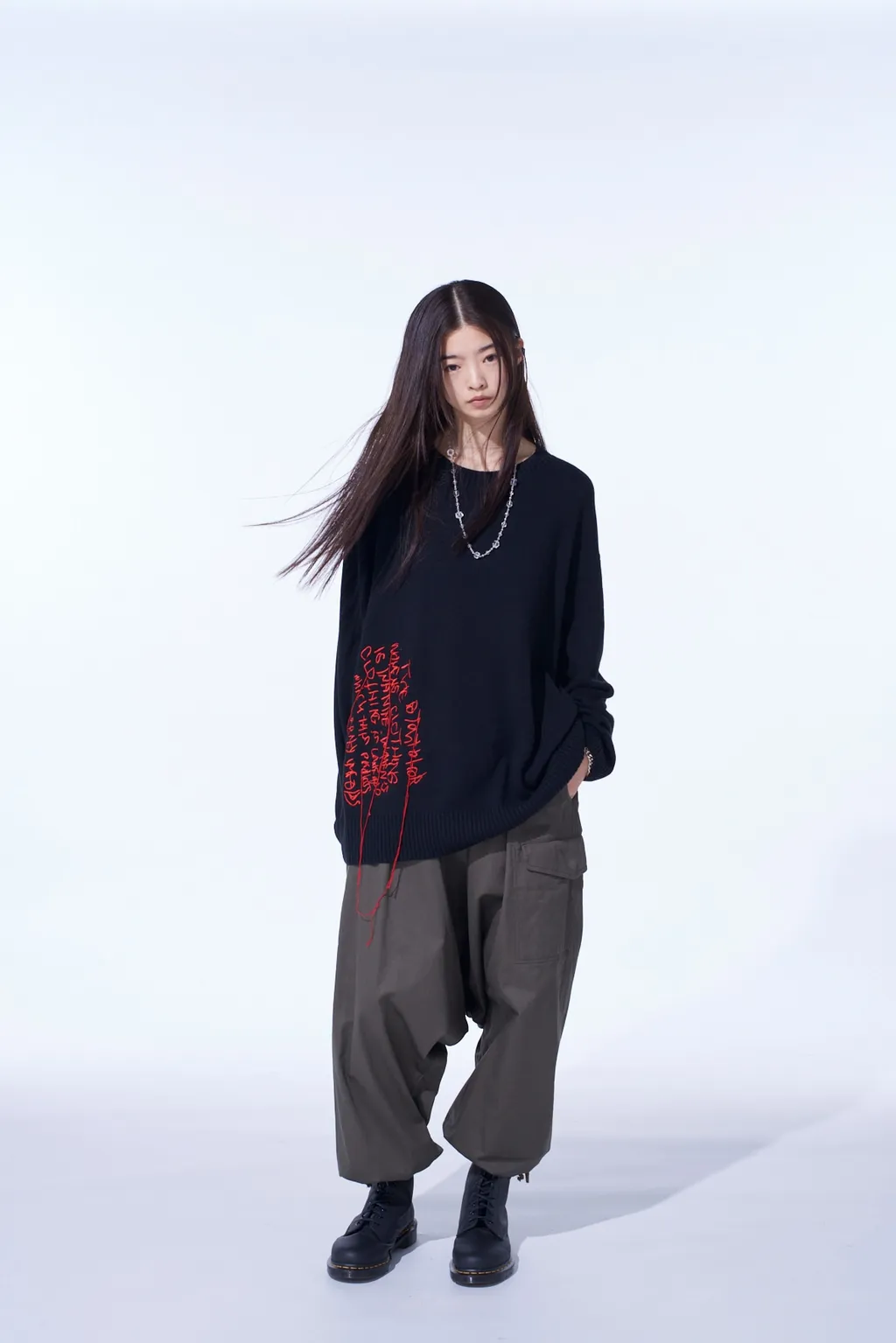 7G Wool-Blend Intarsia Message Pullover